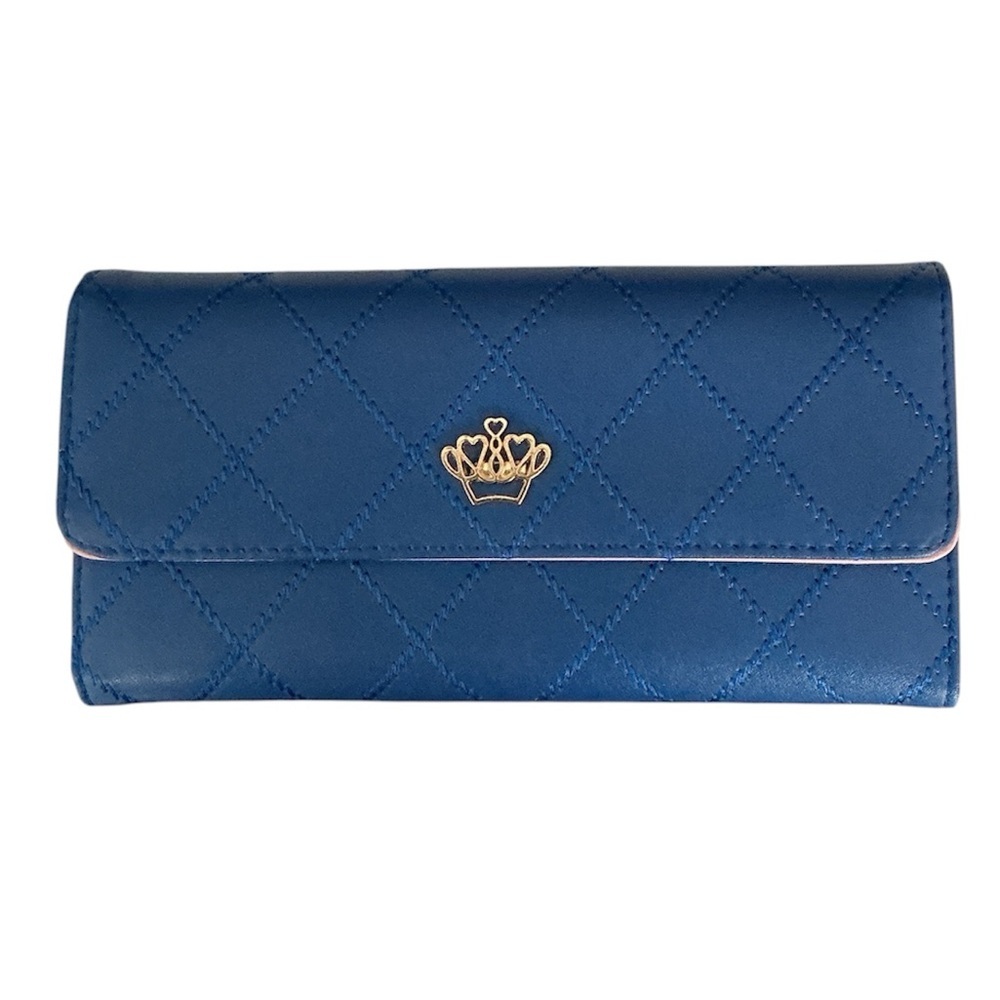 Blue Quilted Crown Accent Women's Wallet